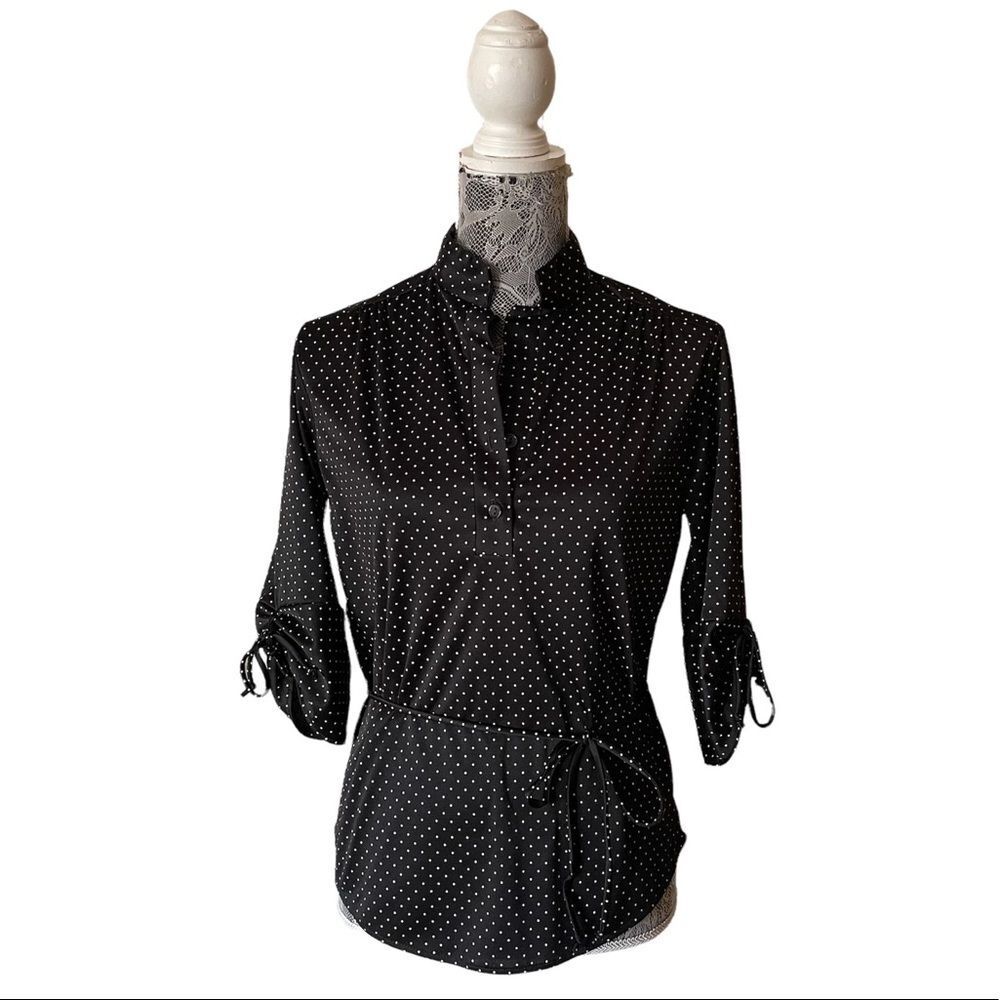 Vintage Topson Downs Polka Dot Blouse Black & White